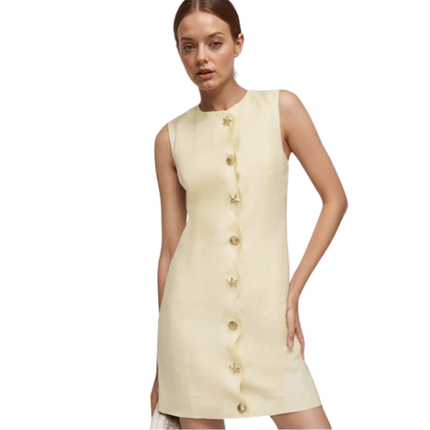 Women’s Sleeveless Mini Dress with Button Front