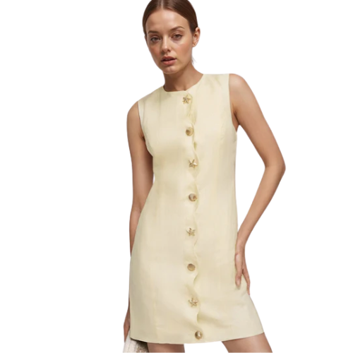 Women’s Sleeveless Mini Dress with Button Front