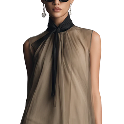 Women’s Sleeveless Tie Neck Asymmetric Dress