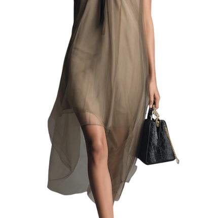 Women’s Sleeveless Tie Neck Asymmetric Dress