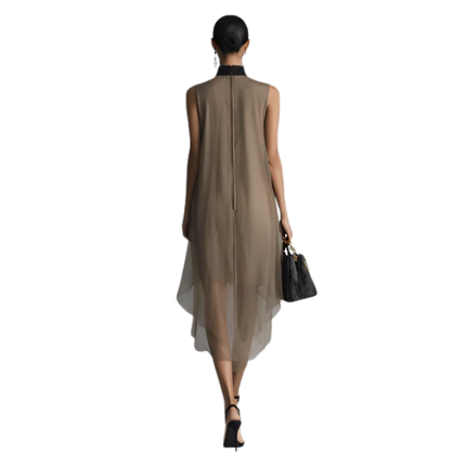 Women’s Sleeveless Tie Neck Asymmetric Dress