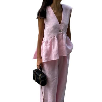 Women’s Sleeveless Top and Wide-Leg Trousers Set