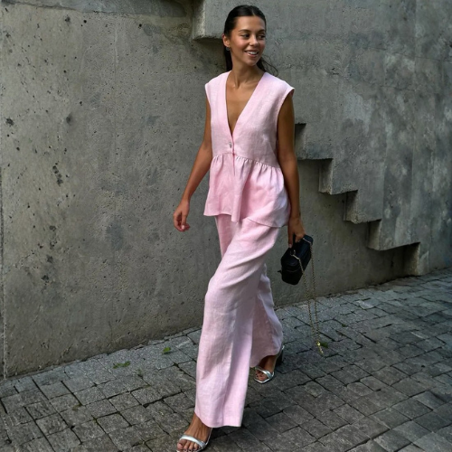 Women’s Sleeveless Top and Wide-Leg Trousers Set