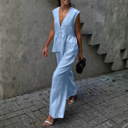 Women’s Sleeveless Top and Wide-Leg Trousers Set