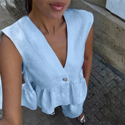 Women’s Sleeveless Top and Wide-Leg Trousers Set