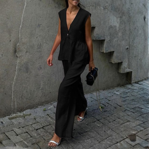Women’s Sleeveless Top and Wide-Leg Trousers Set