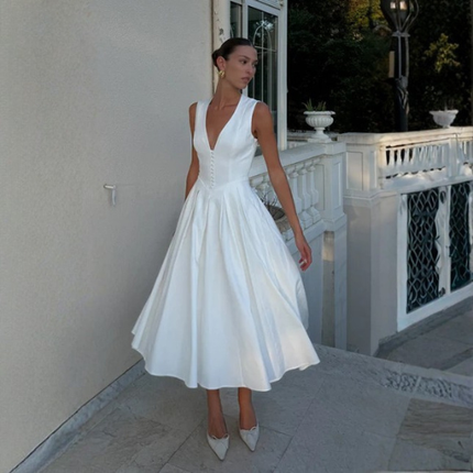 Women’s Sleeveless V Neck Midi Dress