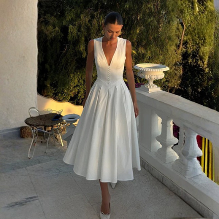 Women’s Sleeveless V Neck Midi Dress