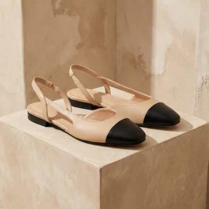 Women’s Slingback Flats with Cap Toe