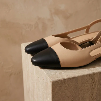 Women’s Slingback Flats with Cap Toe