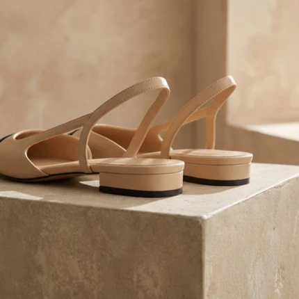 Women’s Slingback Flats with Cap Toe