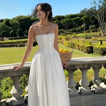 Women’s Square Neck Strap Midi Dress
