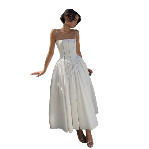 Women’s Square Neck Strap Midi Dress