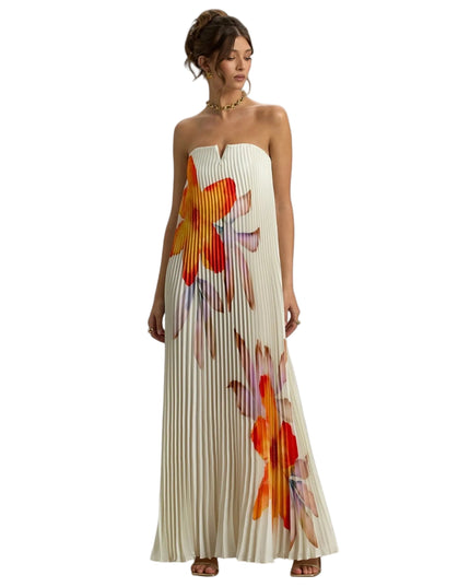 Women’s Strapless Pleated Maxi Dress