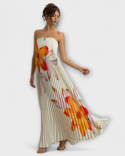 Women’s Strapless Pleated Maxi Dress