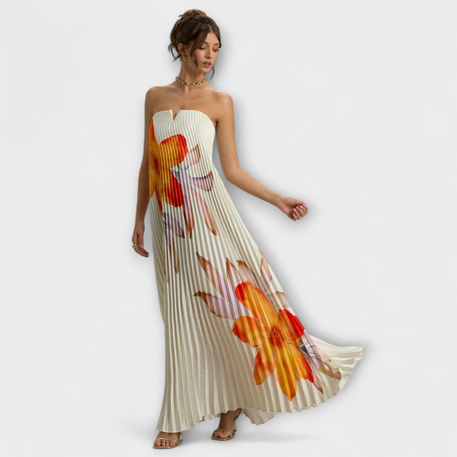 Women’s Strapless Pleated Maxi Dress
