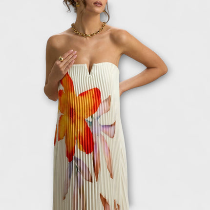 Women’s Strapless Pleated Maxi Dress