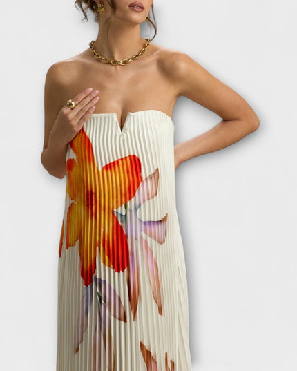 Women’s Strapless Pleated Maxi Dress
