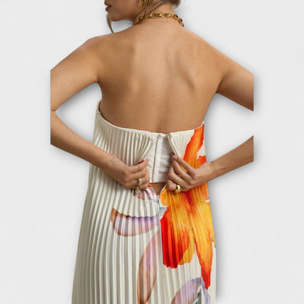 Women’s Strapless Pleated Maxi Dress