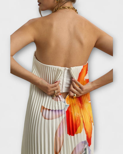 Women’s Strapless Pleated Maxi Dress