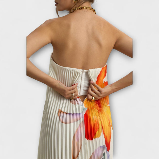 Women’s Strapless Pleated Maxi Dress