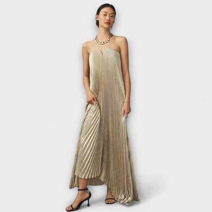 Women’s Strapless Pleated Maxi Dress