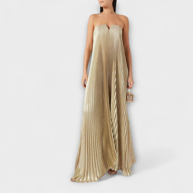 Women’s Strapless Pleated Maxi Dress