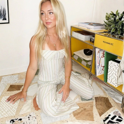 Women’s Striped Halter Top and Wide-Leg Trousers Set