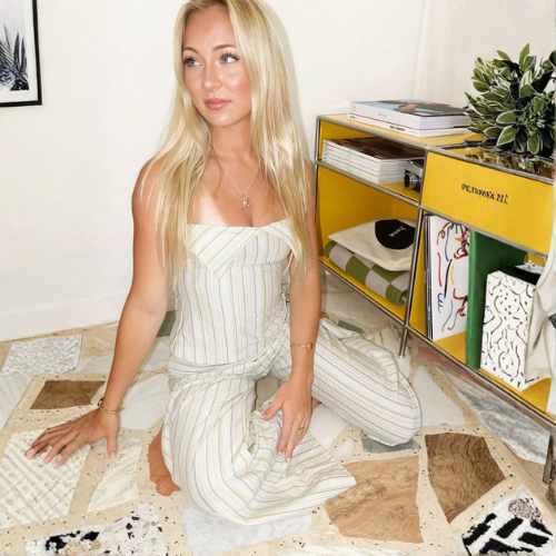 Women’s Striped Halter Top and Wide-Leg Trousers Set