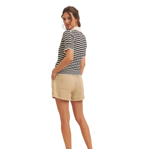 Women’s Striped Knit Polo Top