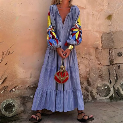 Women’s Striped Tiered Maxi Dress