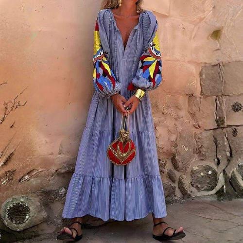 Women’s Striped Tiered Maxi Dress