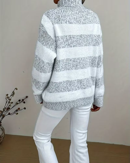 Women’s Striped Turtleneck Sweater