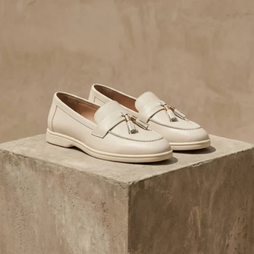 Women’s Tassel Loafers with Apron Toe and Slip-On Design