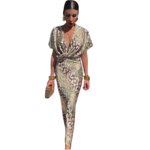 Women’s Twist Front Printed Maxi Dress