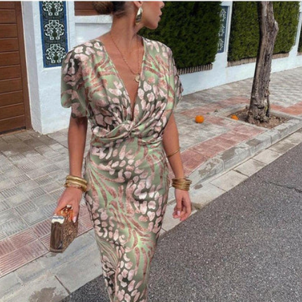 Women’s Twist Front Printed Maxi Dress