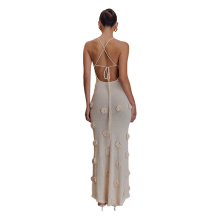 Women’s V Neck Appliqué Maxi Dress