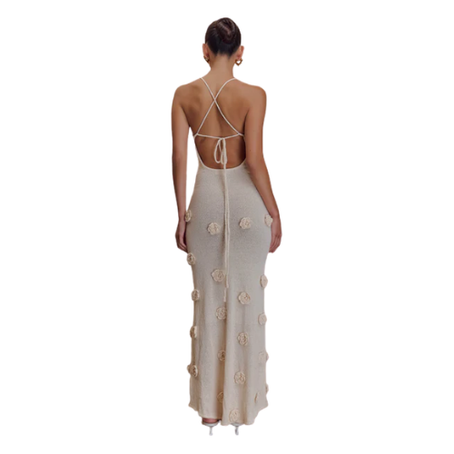 Women’s V Neck Appliqué Maxi Dress