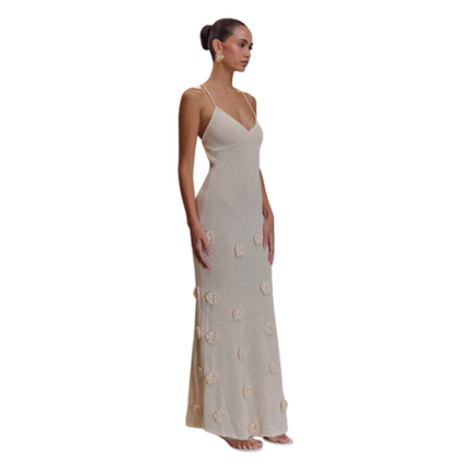 Women’s V Neck Appliqué Maxi Dress