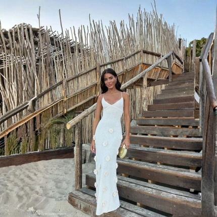 Women’s V Neck Appliqué Maxi Dress