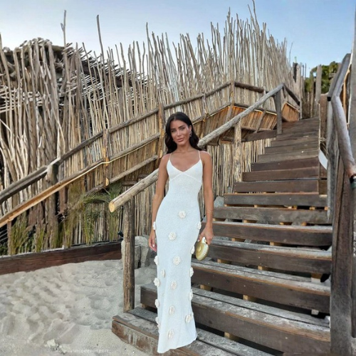 Women’s V Neck Appliqué Maxi Dress