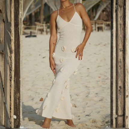 Women’s V Neck Appliqué Maxi Dress