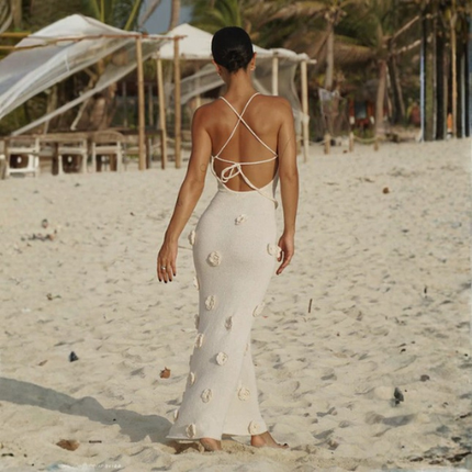 Women’s V Neck Appliqué Maxi Dress