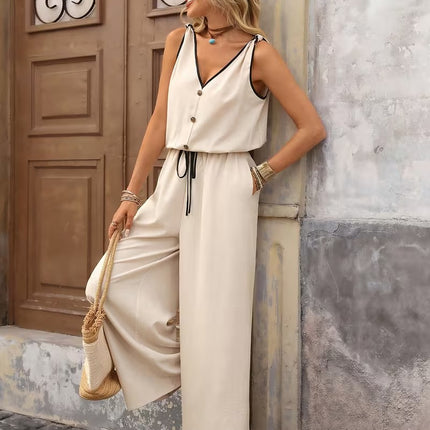 Women’s Wide-Leg Jumpsuit with Drawstring Waist