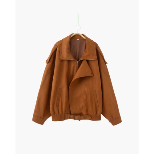 Women’s Zip-Up Bomber Jacket with Wide Collar