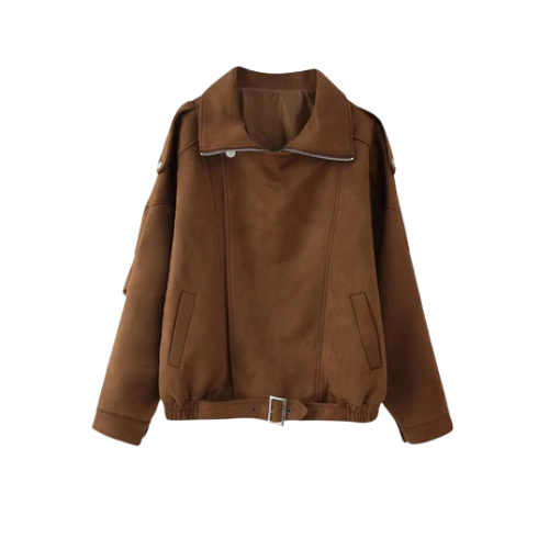 Women’s Zip-Up Bomber Jacket with Wide Collar