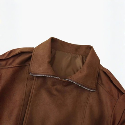 Women’s Zip-Up Bomber Jacket with Wide Collar