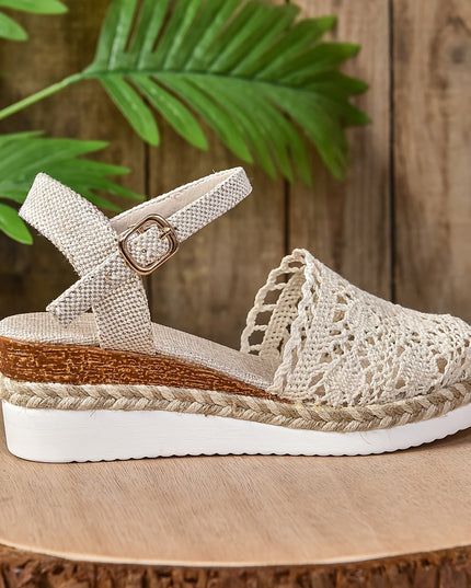 Women's Crochet Flatform Sandals with Ankle Strap