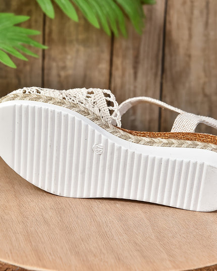 Women's Crochet Flatform Sandals with Ankle Strap