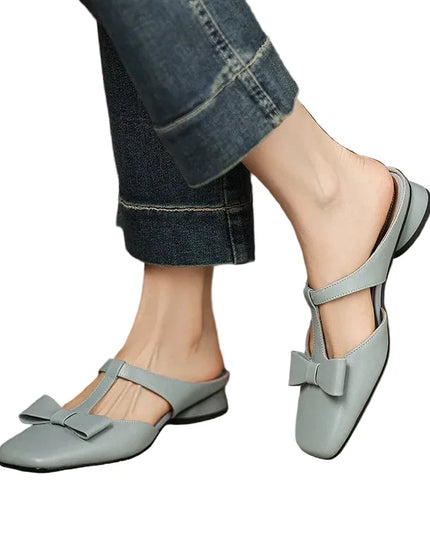 Women's Low Block Heel Square Toe T-Strap Sandal